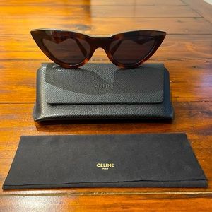 Celine Tortoiseshell Cat-Eye Sunglasses with Brown Lenses